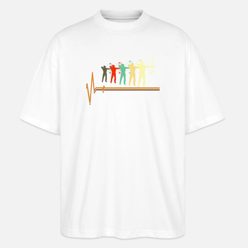 Bogenjagd-Herzschlag-Retro-Bogenschützen-Silhouette - Stanley/Stella Oversized Unisex Bio T-Shirt Blaster 2.0 - Weiß