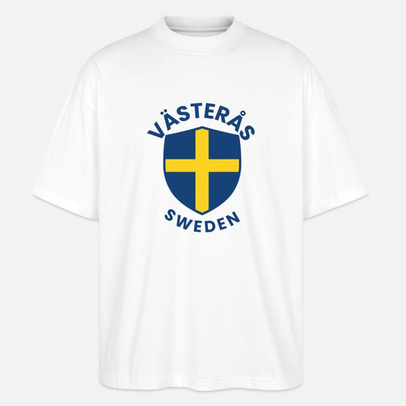 Westschwedisches Schildlogo - Stanley/Stella Oversized Unisex Bio T-Shirt Blaster 2.0 - Weiß