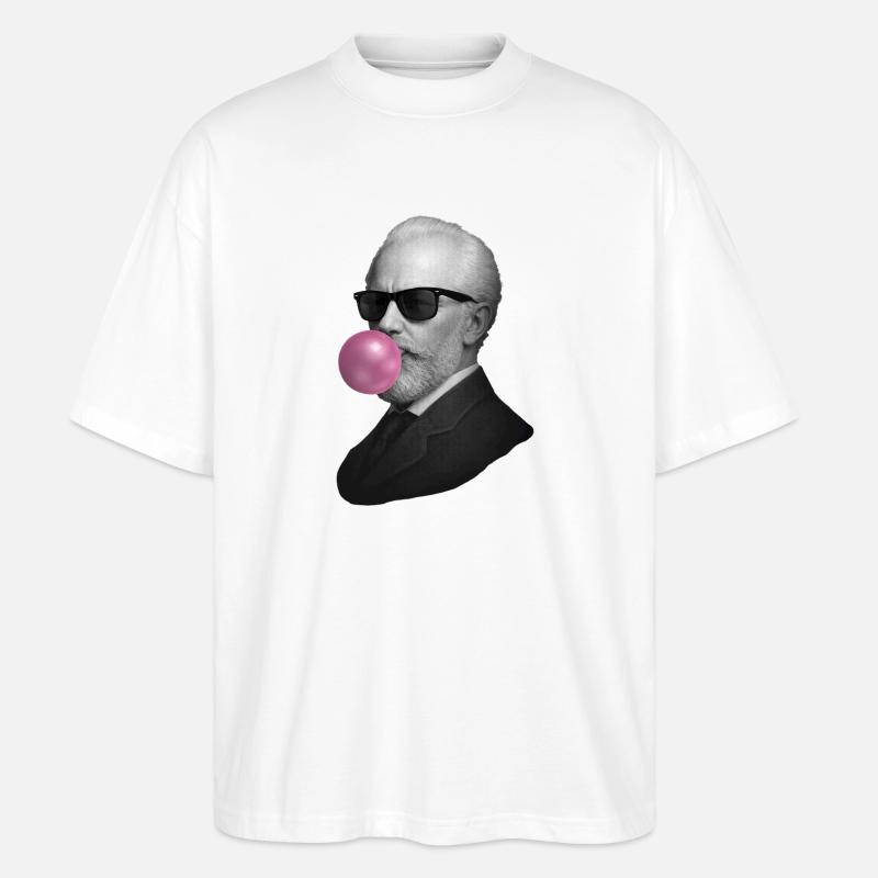 Retro Gentleman mit Bubblegum - Stanley/Stella Oversized Unisex Bio T-Shirt Blaster 2.0 - Weiß