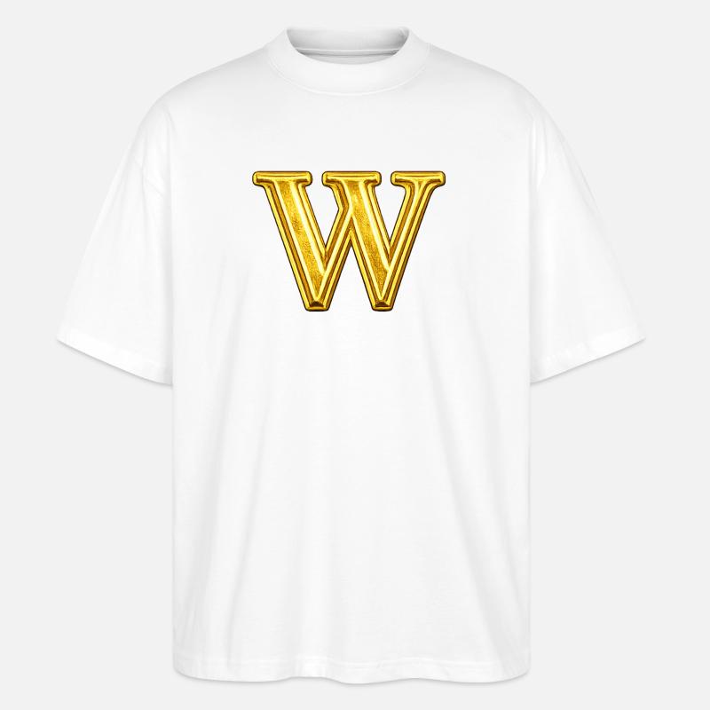 Goldenes W Monogramm - Stanley/Stella Oversized Unisex Bio T-Shirt Blaster 2.0 - Weiß