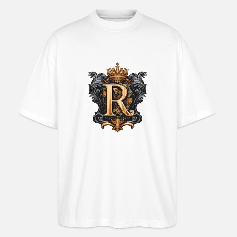 R Buchstabe Name Krone - Stanley/Stella Oversized Unisex Bio T-Shirt Blaster 2.0 - Weiß