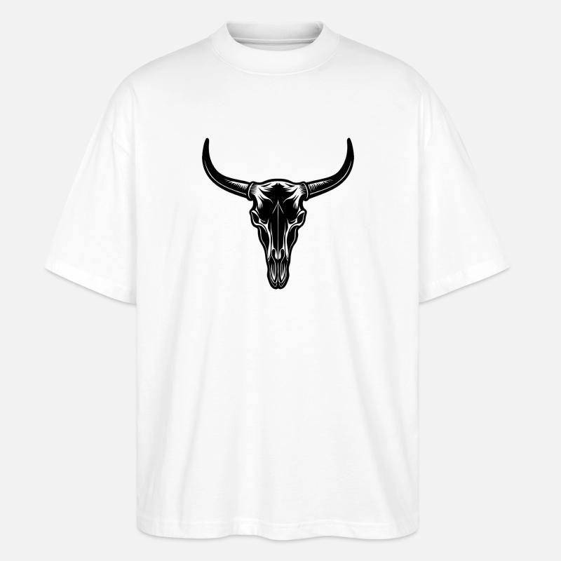 Crâne de tête de Longhorn - T-shirt bio Blaster 2.0 coupe oversize Stanley/Stella Unisexe - blanc