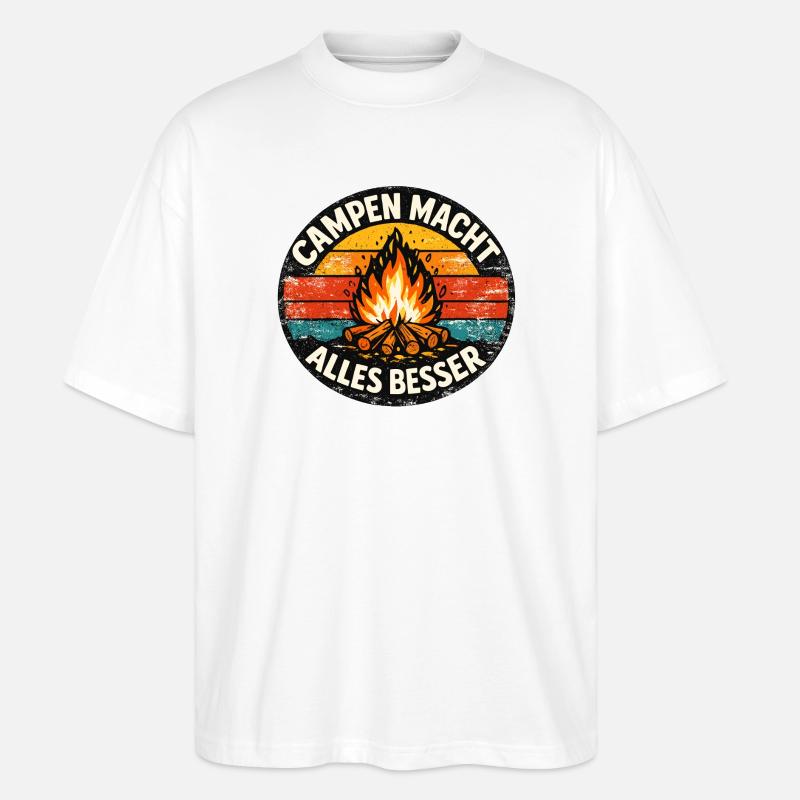 Le camping rend tout meilleur - T-shirt bio Blaster 2.0 coupe oversize Stanley/Stella Unisexe - blanc