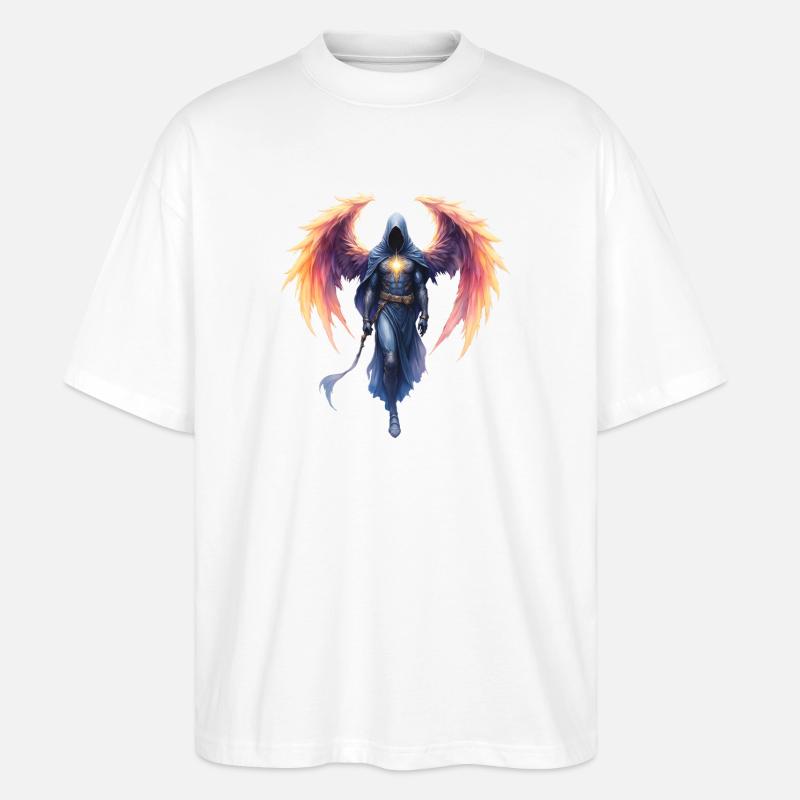 Blue Fire Winged Warrior - Stanley/Stella Oversized Unisex Organic T-shirt Blaster 2.0 - white
