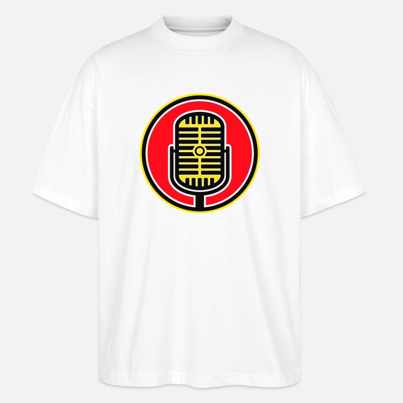 Retro-Mikrofonabzeichen - Stanley/Stella Oversized Unisex Bio T-Shirt Blaster 2.0 - Weiß