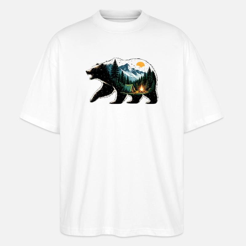 Bären-Abenteuer: Bergcamping - Stanley/Stella Oversized Unisex Bio T-Shirt Blaster 2.0 - Weiß