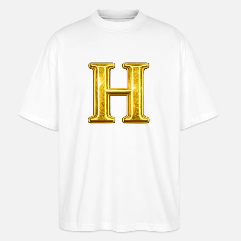 Monogramme en H d’or - T-shirt bio Blaster 2.0 coupe oversize Stanley/Stella Unisexe - blanc