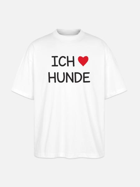 Ich ❤️ Hunde – Süßes Hundeliebe Textdesign - Stanley/Stella Oversized Unisex Bio T-Shirt Blaster 2.0 - Weiß