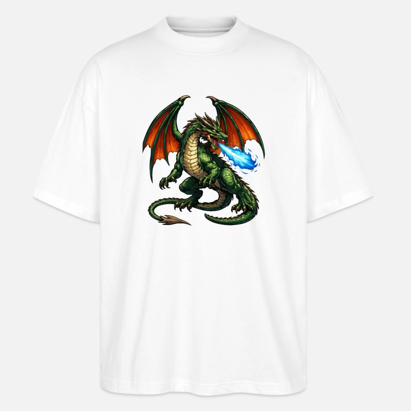 Dragon de Feu : Tempête de Flammes - T-shirt bio Blaster 2.0 coupe oversize Stanley/Stella Unisexe - blanc