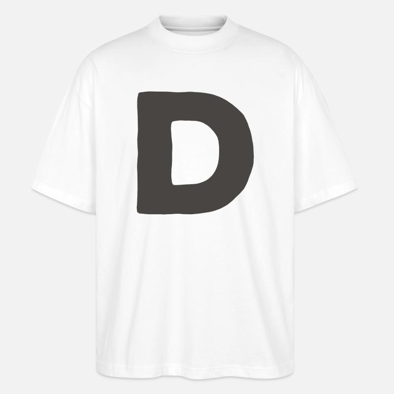 Minimalbuchstabe D Fett Monogramm-Typografie - Stanley/Stella Oversized Unisex Bio T-Shirt Blaster 2.0 - Weiß