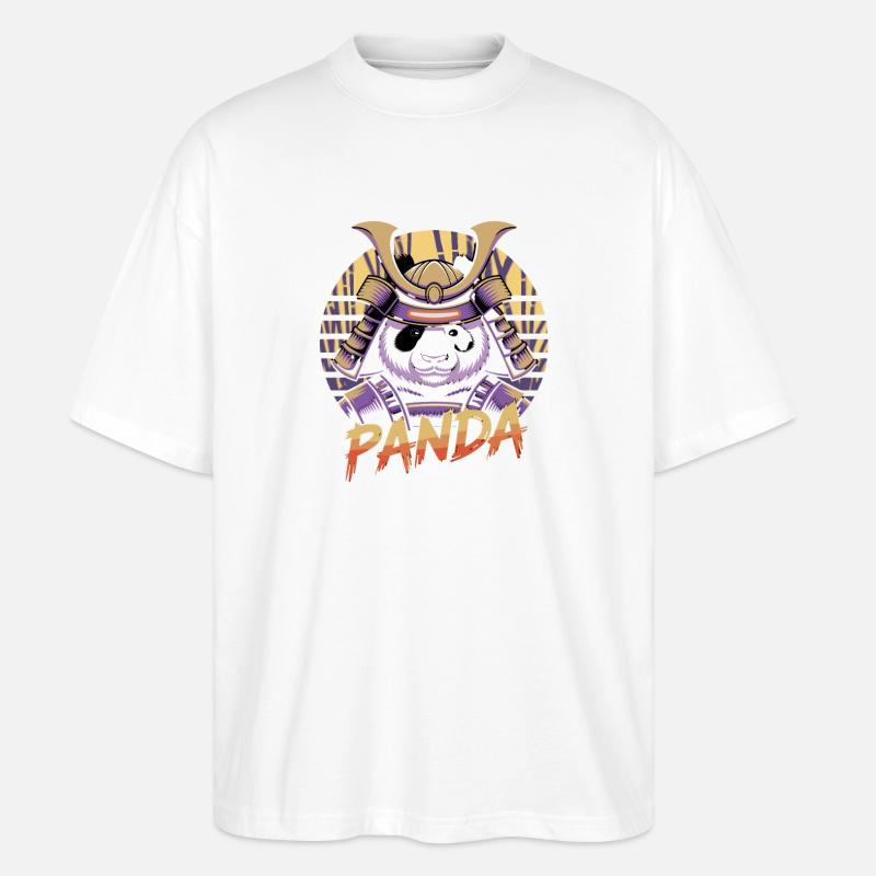 Warlike Panda Samurai Illustration - Stanley/Stella Oversized Unisex Organic T-shirt Blaster 2.0 - white