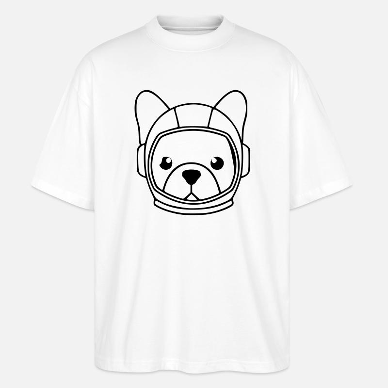  Frenchie Astronaut Helm Outline - Stanley/Stella Oversized Unisex Bio T-Shirt Blaster 2.0 - Weiß
