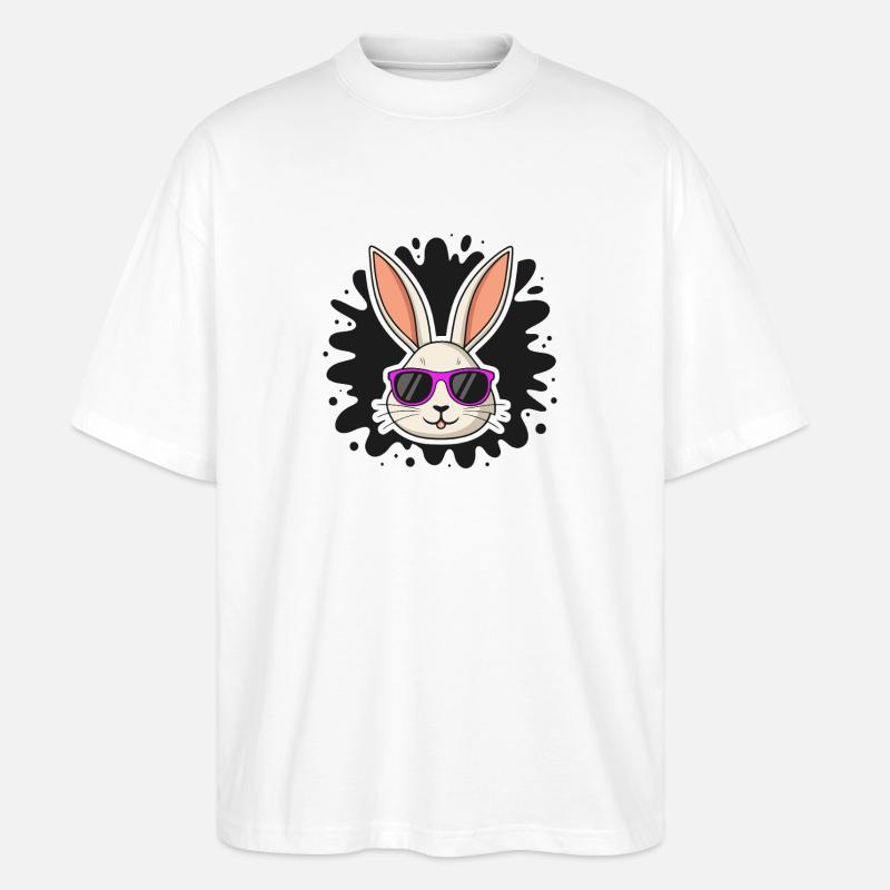 Chic Rabbit Lila Brille - Stanley/Stella Oversized Unisex Bio T-Shirt Blaster 2.0 - Weiß