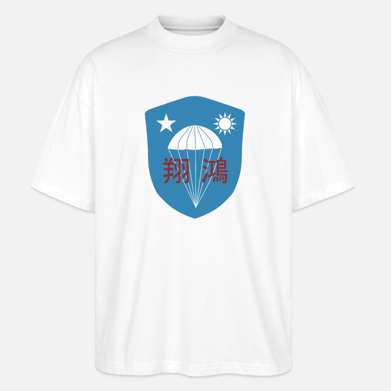 WWII: Chinese OSS Commando Paratrooper Patch - Stanley/Stella Oversized Unisex Organic T-shirt Blaster 2.0 - white