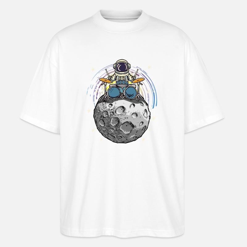 Batteur de l’espace sur la Lune - T-shirt bio Blaster 2.0 coupe oversize Stanley/Stella Unisexe - blanc