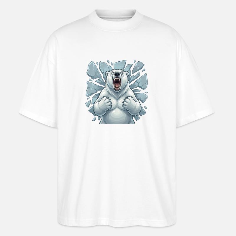 Polarbär bricht Eis - Stanley/Stella Oversized Unisex Bio T-Shirt Blaster 2.0 - Weiß