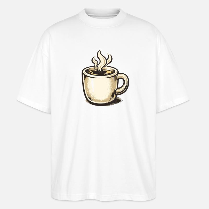 Kaffee-Whimsy Becher Sketch - Stanley/Stella Oversized Unisex Bio T-Shirt Blaster 2.0 - Weiß