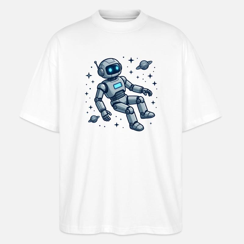 4 Le Robot dans l'espace - T-shirt bio Blaster 2.0 coupe oversize Stanley/Stella Unisexe - blanc