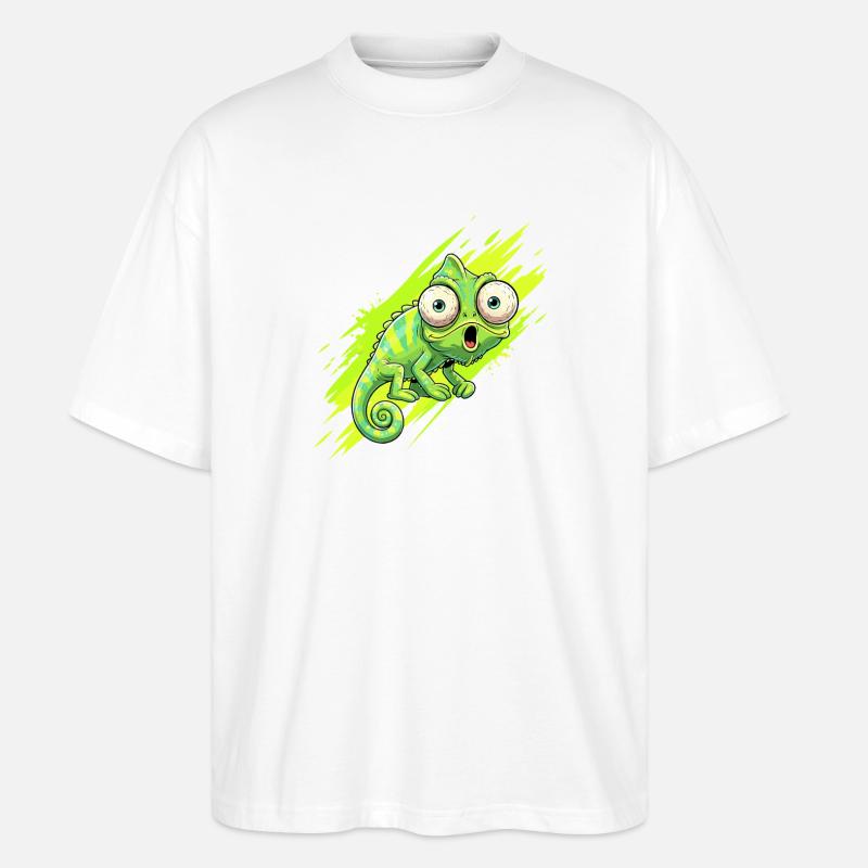 Neon Chameleon Splash - Stanley/Stella Oversized Unisex Organic T-shirt Blaster 2.0 - white