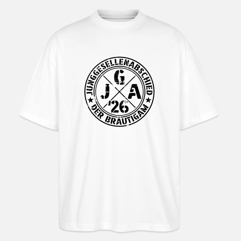  JGA Der Bräutigam 2026 Junggesellenabschied - Stanley/Stella Oversized Unisex Bio T-Shirt Blaster 2.0 - Weiß
