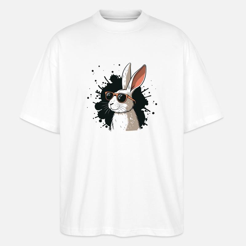 Cool Bunny Glasses on Black - Stanley/Stella Oversized Unisex Bio T-Shirt Blaster 2.0 - Weiß