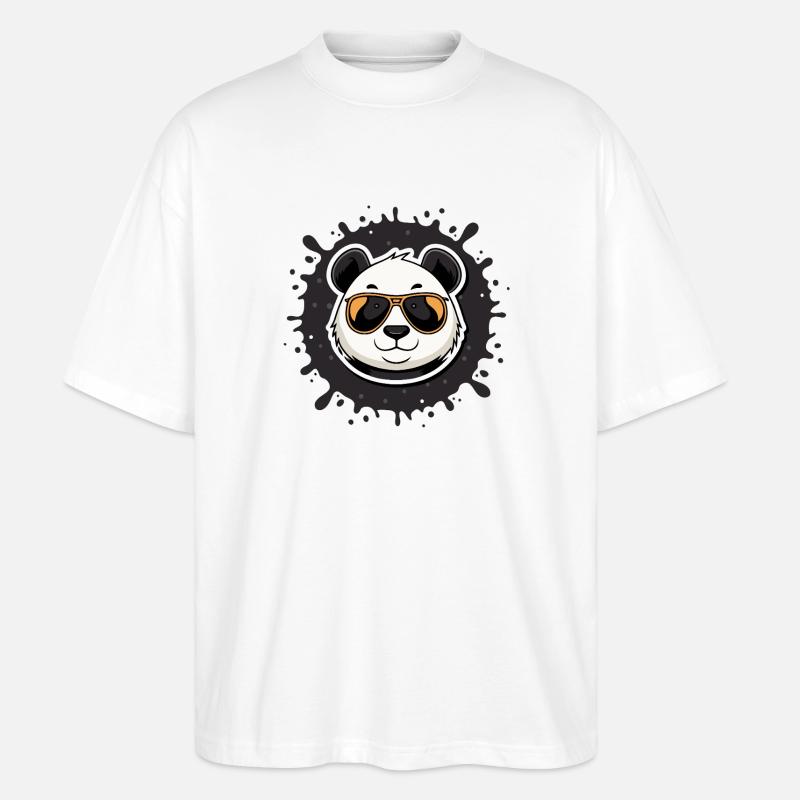 Panda Chic Gläser oranger Spritzer - Stanley/Stella Oversized Unisex Bio T-Shirt Blaster 2.0 - Weiß