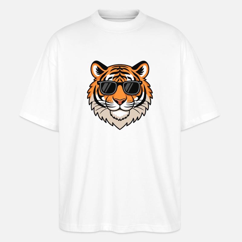 Lässiger Tiger mit dunkler Brille - Stanley/Stella Oversized Unisex Bio T-Shirt Blaster 2.0 - Weiß