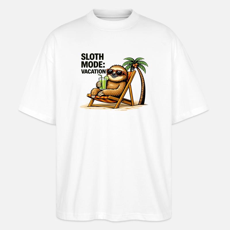 Faultiermodus Urlaub - Stanley/Stella Oversized Unisex Bio T-Shirt Blaster 2.0 - Weiß