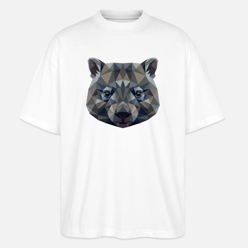 Wombat Australien Beuteltier Süßer Wombat - Stanley/Stella Oversized Unisex Bio T-Shirt Blaster 2.0 - Weiß
