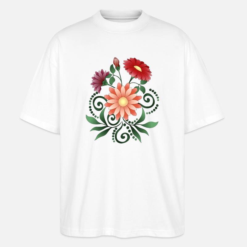 Blumen - Stanley/Stella Oversized Unisex Bio T-Shirt Blaster 2.0 - Weiß