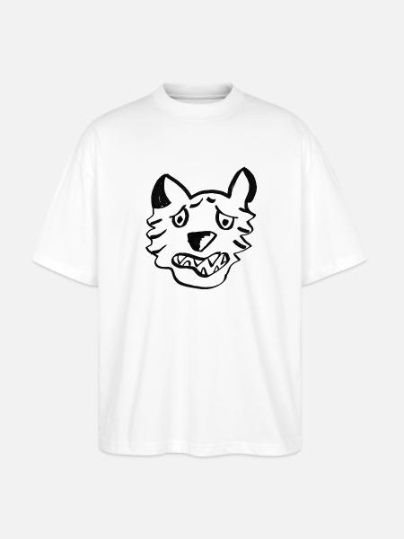 Black Wolf Graffiti Lines - Stanley/Stella Oversized Unisex Organic T-shirt Blaster 2.0 - white