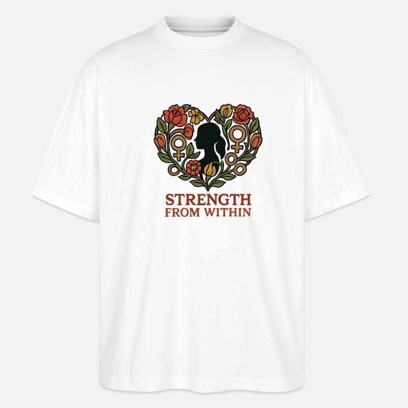 Strength From Inside Blossom Heart - Stanley/Stella Oversized Unisex Organic T-shirt Blaster 2.0 - white