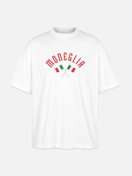 Moneglia Italian Flags Crossed Emblem - Stanley/Stella Oversized Unisex Organic T-shirt Blaster 2.0 - white