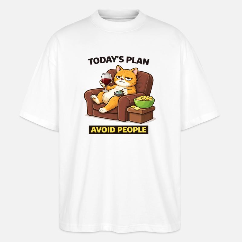 Today's Plan Avoid People Cat - Stanley/Stella Oversized Unisex Organic T-shirt Blaster 2.0 - white