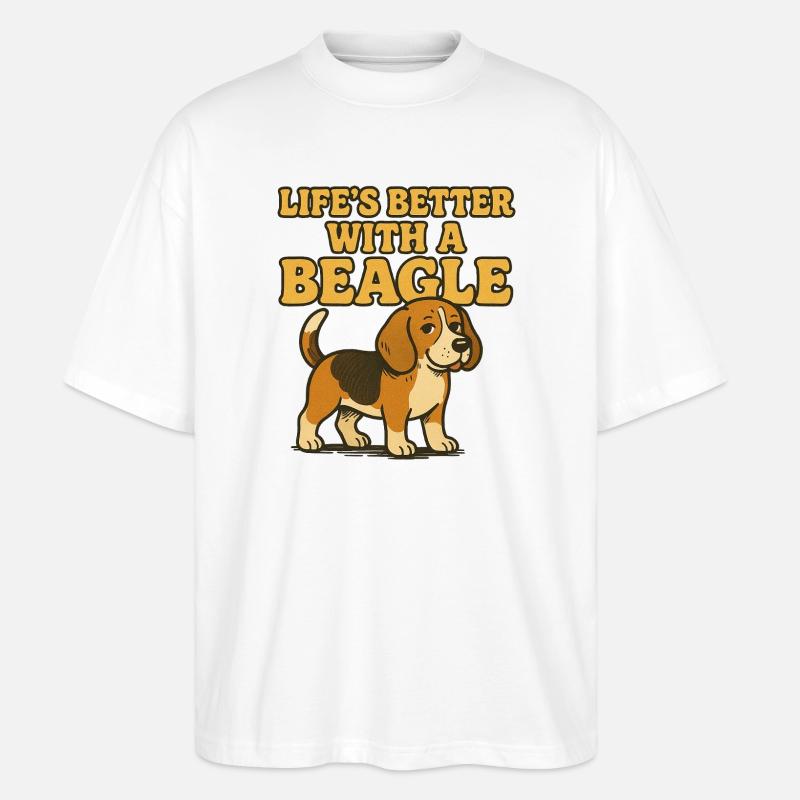 Beagle-Leben besser mit einem Beagle - Stanley/Stella Oversized Unisex Bio T-Shirt Blaster 2.0 - Weiß