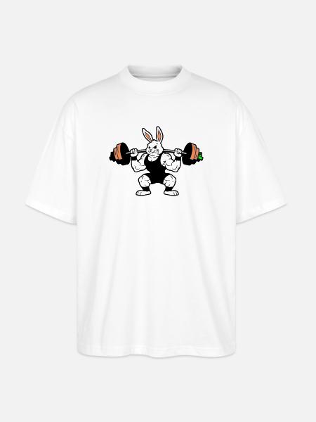 Muskel Hase Karotten Hantel - Stanley/Stella Oversized Unisex Bio T-Shirt Blaster 2.0 - Weiß