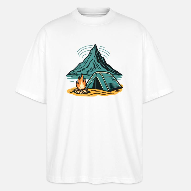 Mountain camping firelight - Stanley/Stella Oversized Unisex Organic T-shirt Blaster 2.0 - white