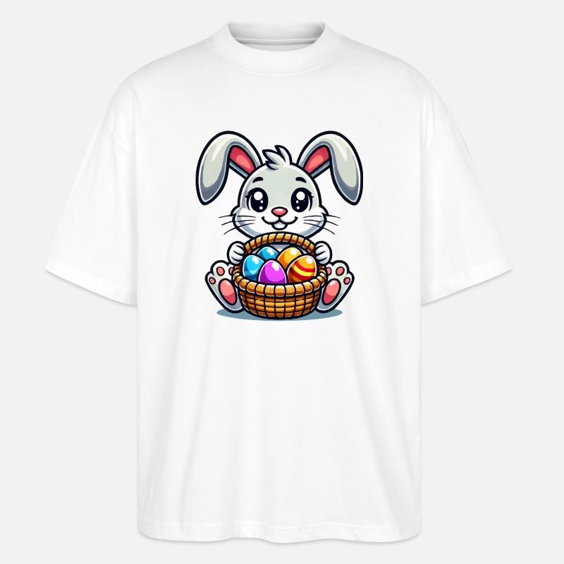 Osterhase mit bunten Eiern - Stanley/Stella Oversized Unisex Bio T-Shirt Blaster 2.0 - Weiß