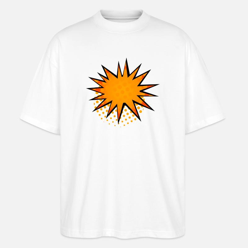 Halbton-Comic Starburst-Rand - Stanley/Stella Oversized Unisex Bio T-Shirt Blaster 2.0 - Weiß