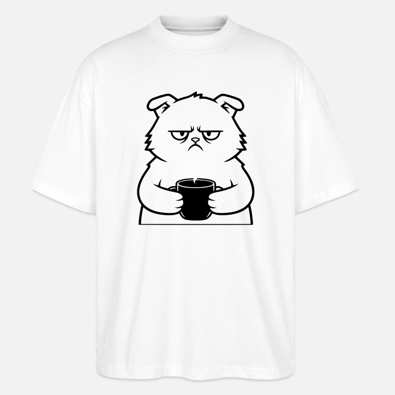 Plan du café Nasty Cat - T-shirt bio Blaster 2.0 coupe oversize Stanley/Stella Unisexe - blanc
