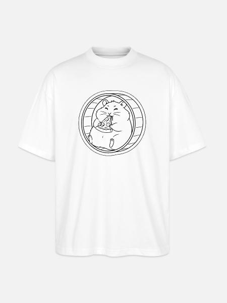 Hamster Laufrad Pizza Outline - Stanley/Stella Oversized Unisex Bio T-Shirt Blaster 2.0 - Weiß