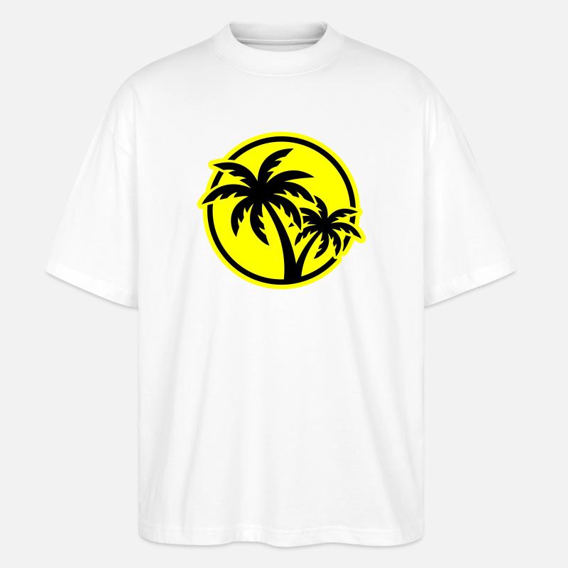 Plage symbole de Palm Tree - T-shirt bio Blaster 2.0 coupe oversize Stanley/Stella Unisexe - blanc