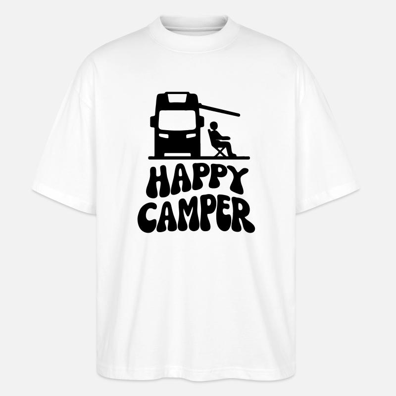 Camper Happy - Stanley/Stella Oversized Unisex Bio T-Shirt Blaster 2.0 - Weiß