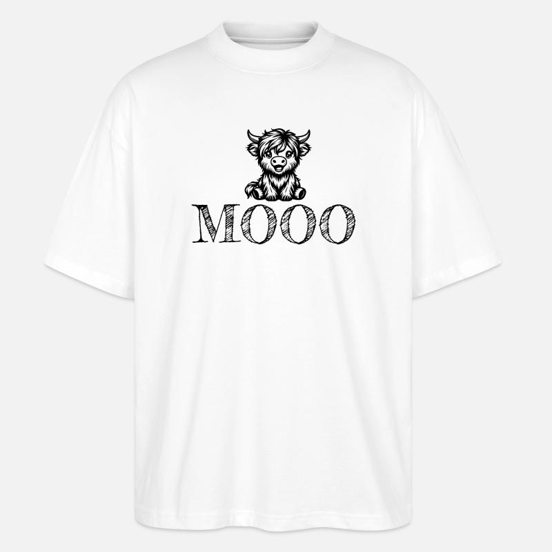 Niedliches Kuhdesign Mooo - Stanley/Stella Oversized Unisex Bio T-Shirt Blaster 2.0 - Weiß