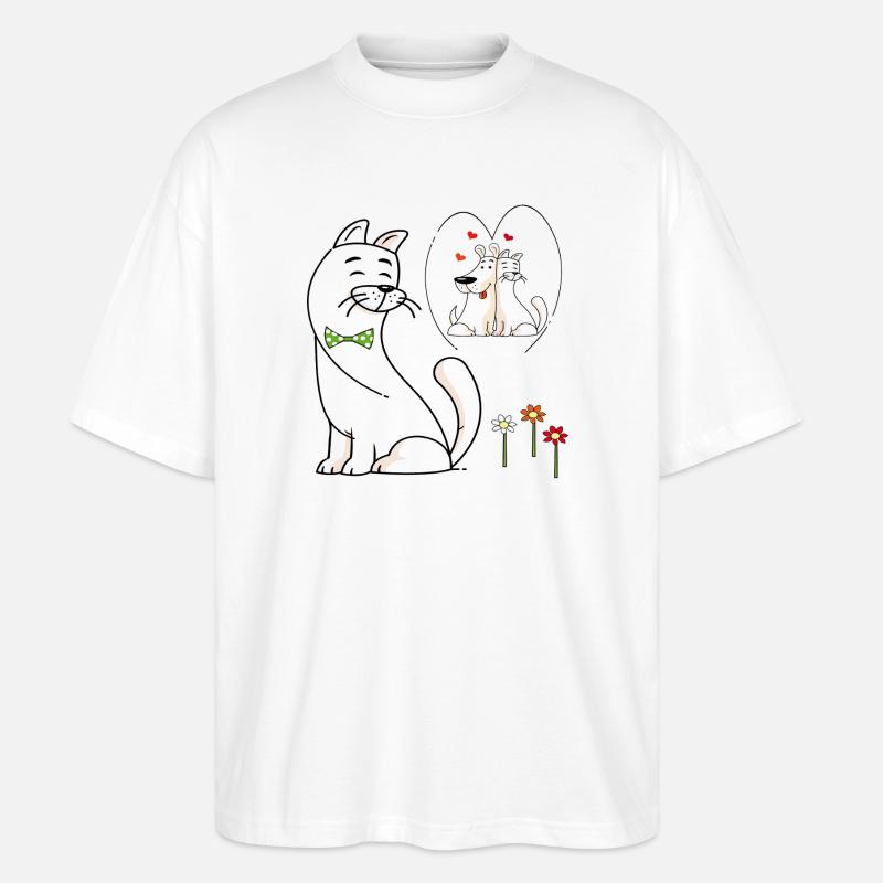 verliebte Katze - Stanley/Stella Oversized Unisex Bio T-Shirt Blaster 2.0 - Weiß