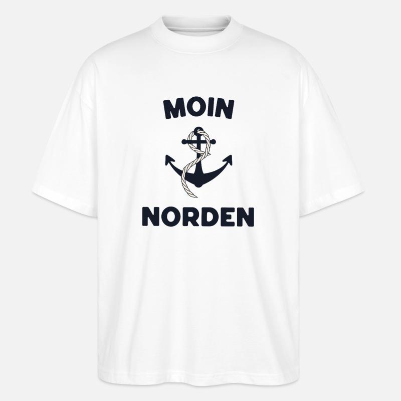 Moin Norden – Maritimes Anker-Design - Stanley/Stella Oversized Unisex Bio T-Shirt Blaster 2.0 - Weiß