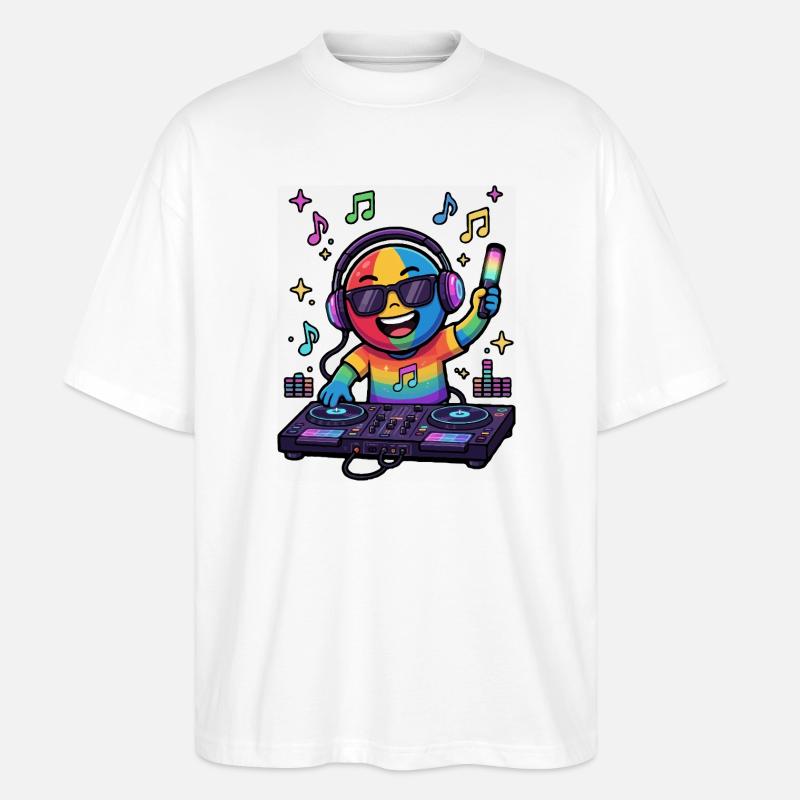Rainbow DJ Emoticon - Stanley/Stella Oversized Unisex Bio T-Shirt Blaster 2.0 - Weiß