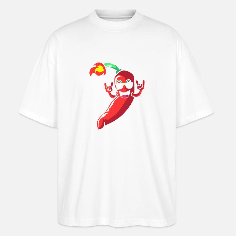 Chipotle, chili, piment, jalapeño, piment pimenté - T-shirt bio Blaster 2.0 coupe oversize Stanley/Stella Unisexe - blanc