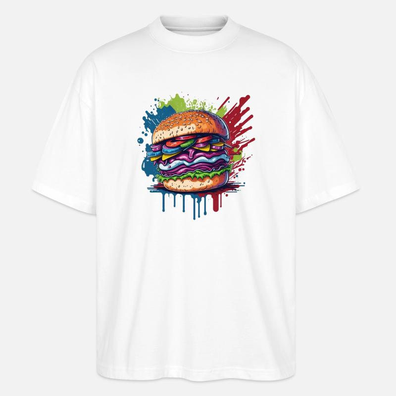 Burger - Hamburger - Fastfood - Stanley/Stella Oversized Unisex Bio T-Shirt Blaster 2.0 - Weiß