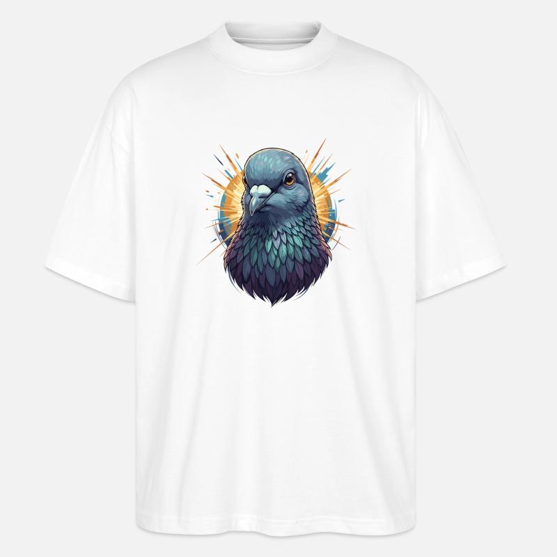 Portrait de la colombe rayonneuse - T-shirt bio Blaster 2.0 coupe oversize Stanley/Stella Unisexe - blanc